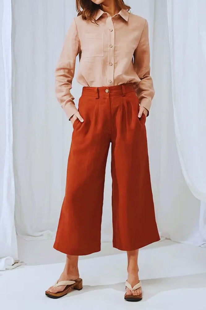 Zara Cotton Line Pant- Rust