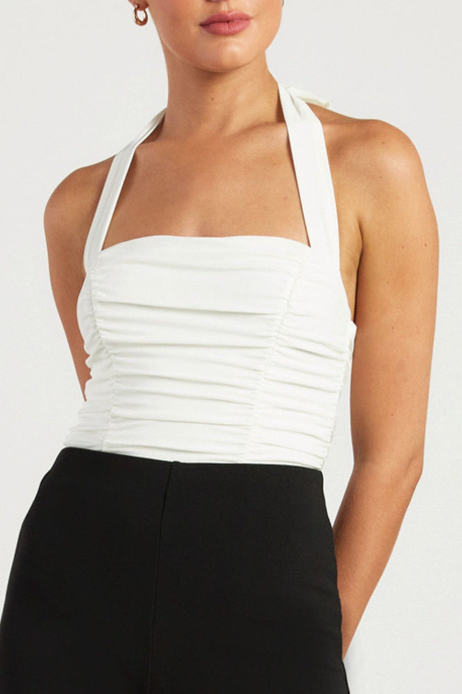 Ruched Body Suit- White