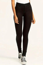 Ladies Black Denim Skinny Leg Jeans - Black Denim