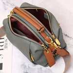 Box Pleat Leather Handbag- Black
