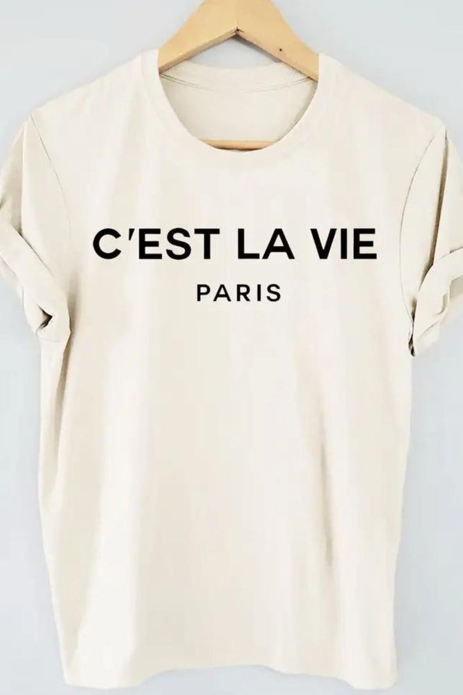 C'est La Vie Cotton T-Shirt - Vanilla
