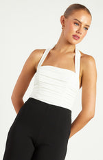 Ruched Body Suit- White